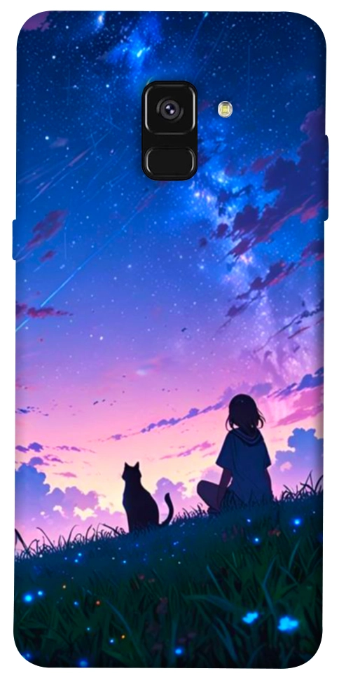 Чехол Space girl and cat для Galaxy A8 (2018)