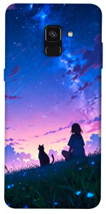 Чехол Space girl and cat для Galaxy A8 (2018)
