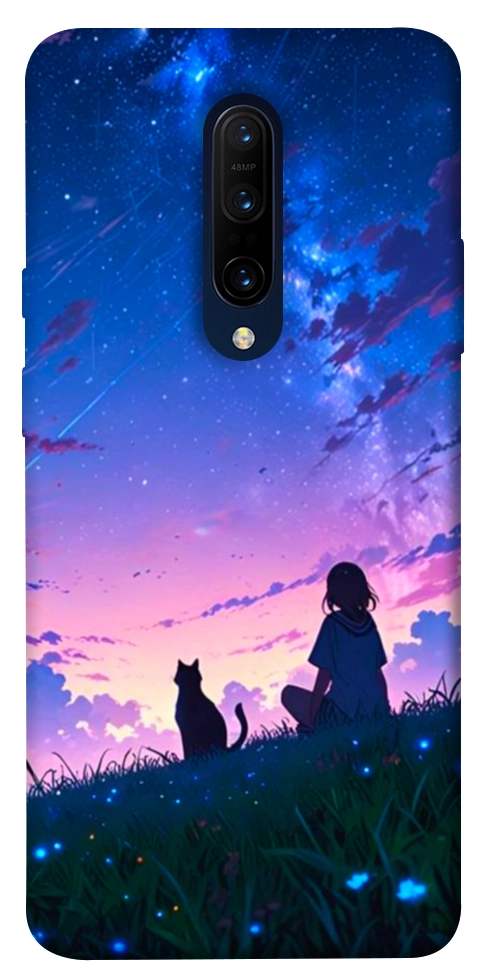 Чехол Space girl and cat для OnePlus 7 Pro