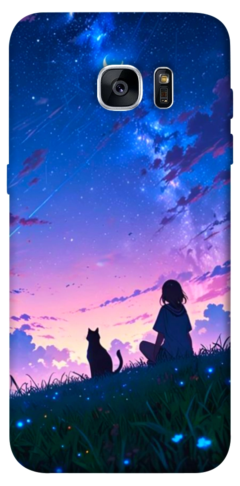 Чохол Space girl and cat для Galaxy S7 Edge