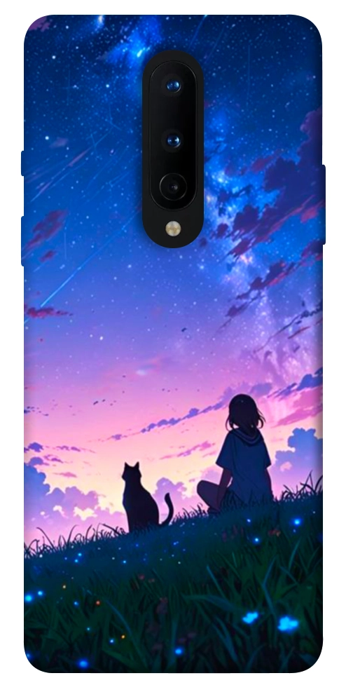 Чехол Space girl and cat для OnePlus 8