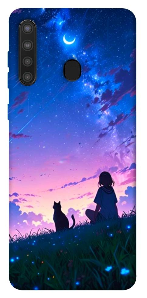 Чехол Space girl and cat для Galaxy A21