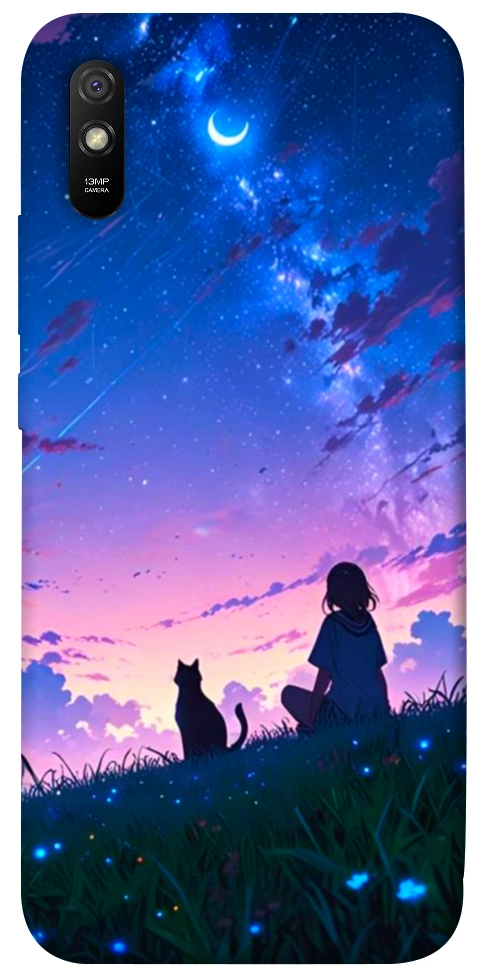 Чехол Space girl and cat для Xiaomi Redmi 9A
