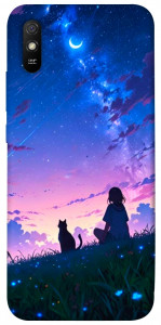 Чохол Space girl and cat для Xiaomi Redmi 9A