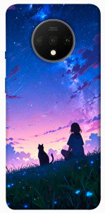Чехол Space girl and cat для OnePlus 7T