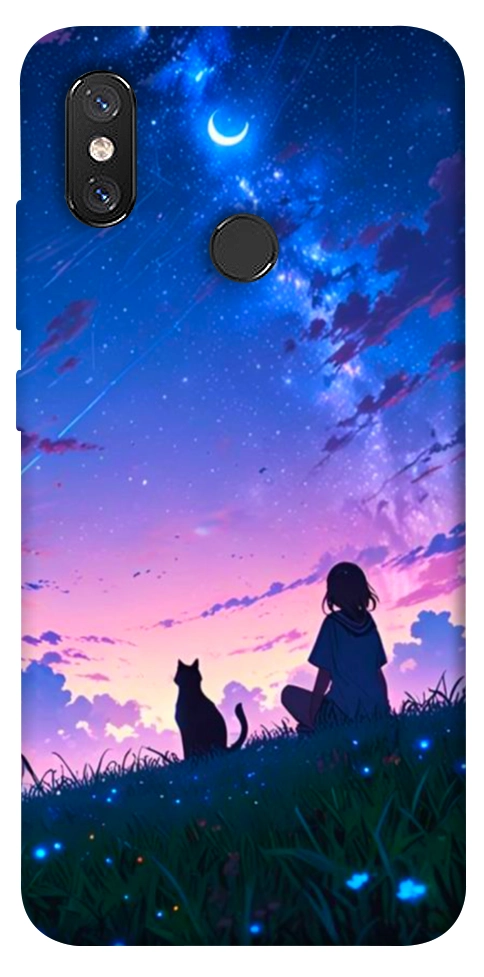Чехол Space girl and cat для Xiaomi Mi 8