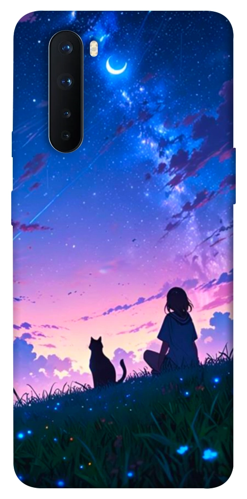 Чохол Space girl and cat для OnePlus Nord