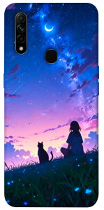Чехол Space girl and cat для Oppo A31
