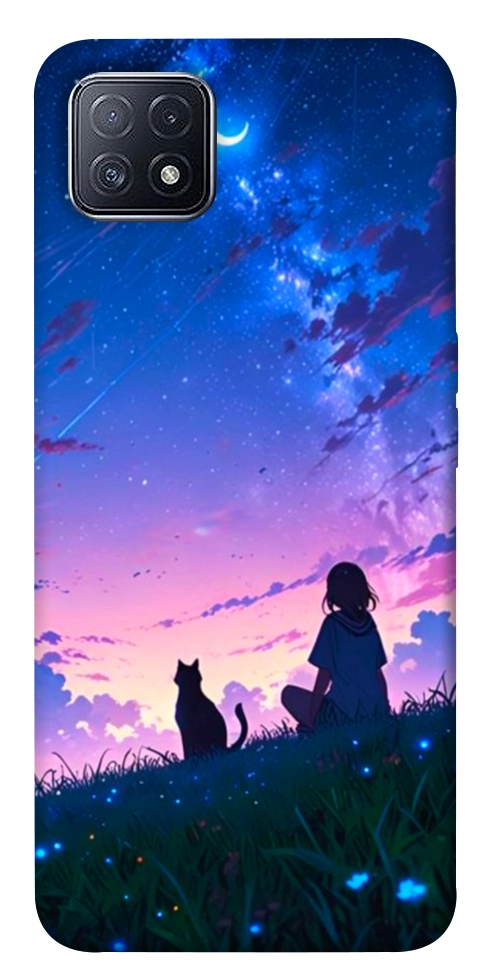 Чехол Space girl and cat для Oppo A73