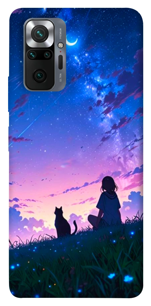 Чохол Space girl and cat для Xiaomi Redmi Note 10 Pro