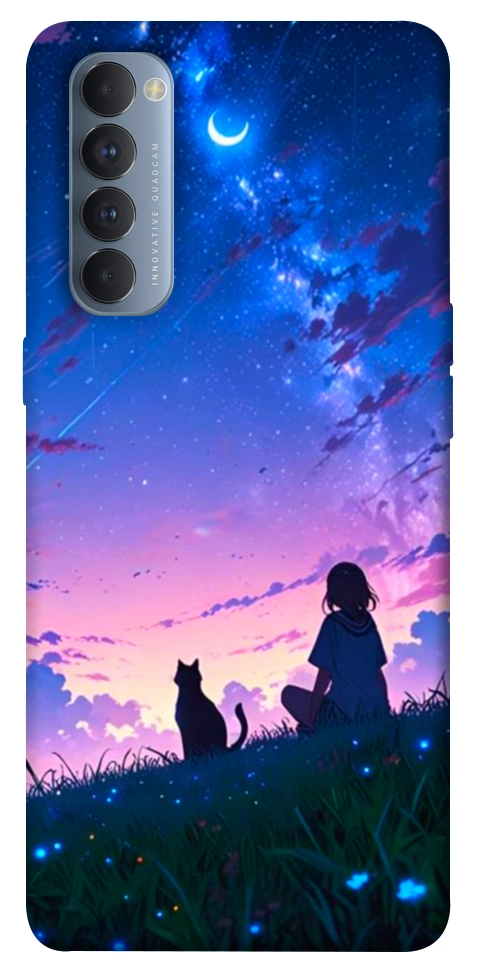 Чохол Space girl and cat для Oppo Reno 4 Pro