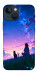 Чехол Space girl and cat для iPhone 13 mini