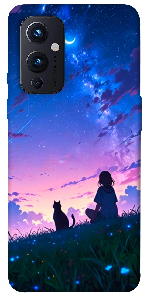 Чехол Space girl and cat для OnePlus 9