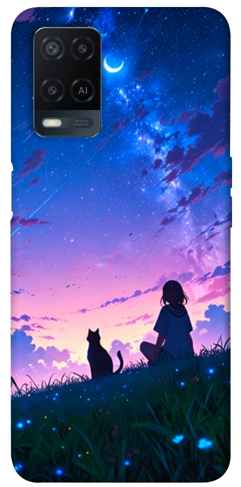 Чехол Space girl and cat для Oppo A54 4G