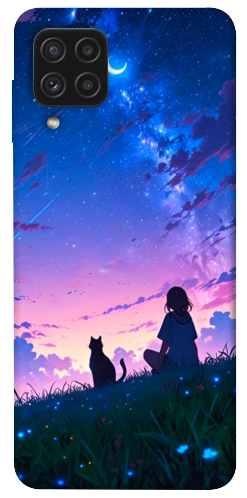 Чехол Space girl and cat для Galaxy A22 4G