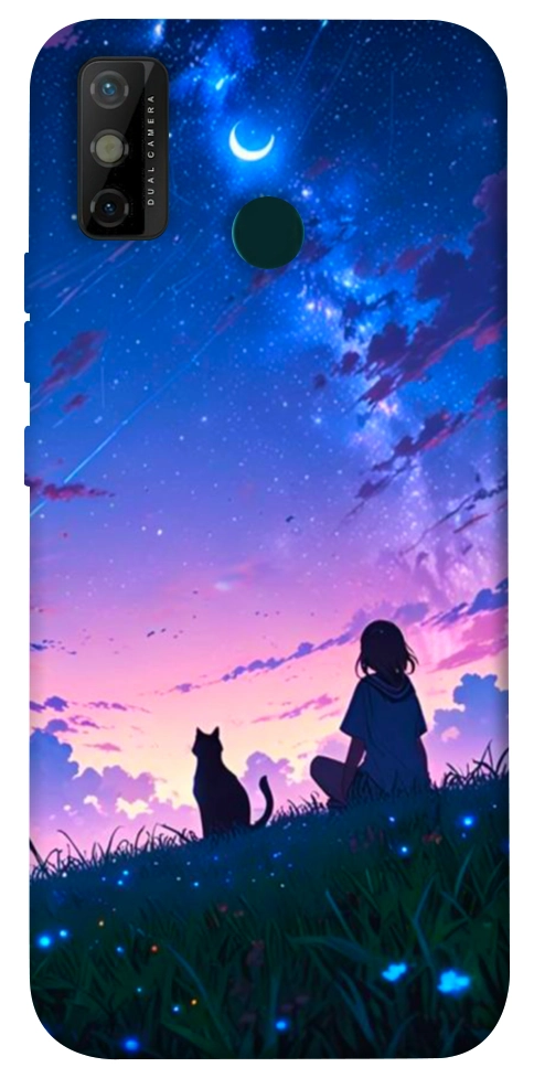 Чехол Space girl and cat для TECNO Spark 6 Go