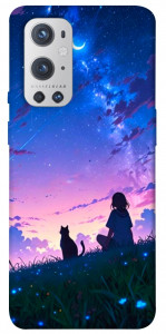 Чехол Space girl and cat для Oneplus 9 pro