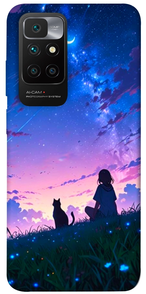 Чехол Space girl and cat для Xiaomi Redmi 10