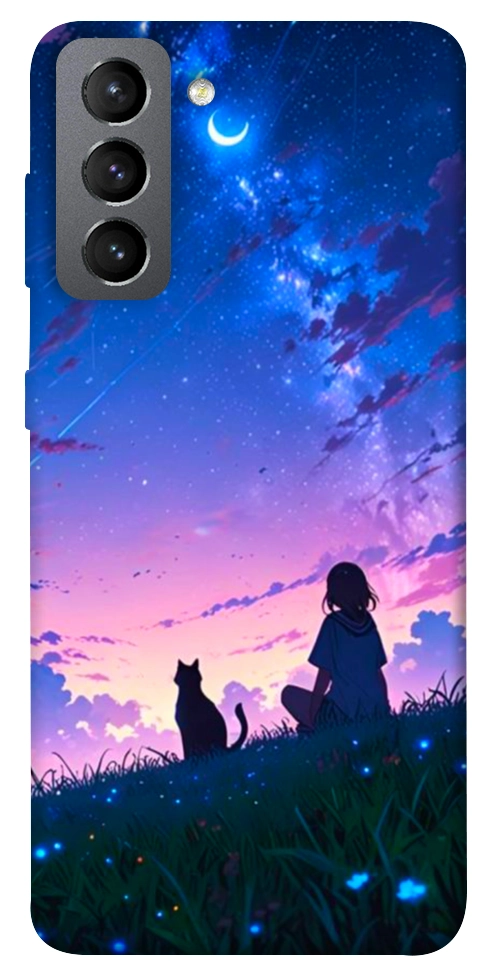 Чехол Space girl and cat для Galaxy S21 FE