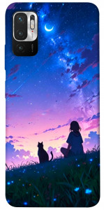 Чохол Space girl and cat для Xiaomi Redmi Note 10 5G