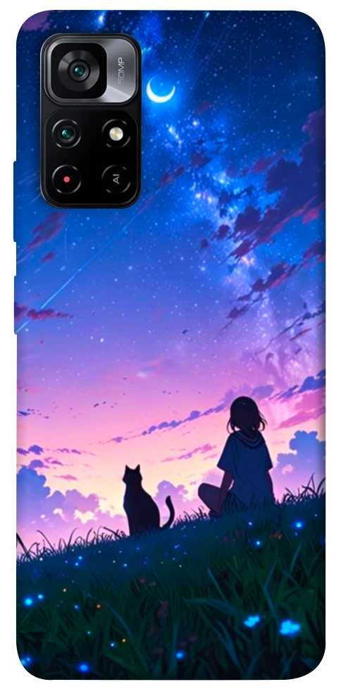 Чехол Space girl and cat для Xiaomi Poco M4 Pro 5G