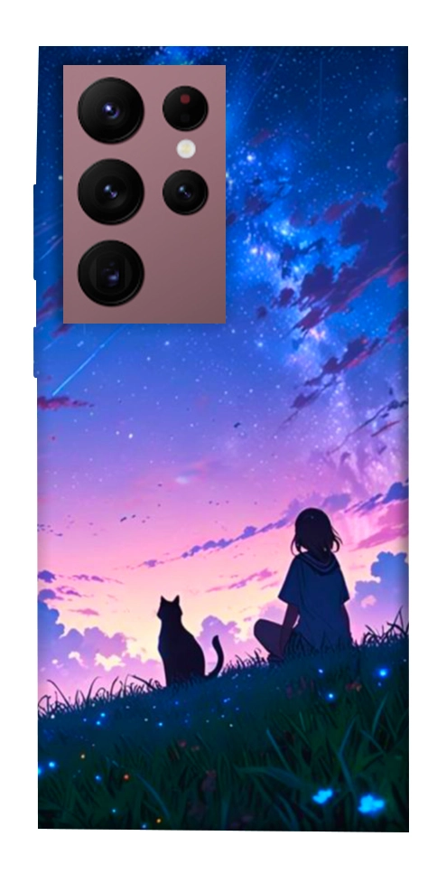 Чохол Space girl and cat для Galaxy S22 Ultra