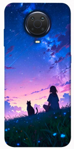Чехол Space girl and cat для Nokia G10