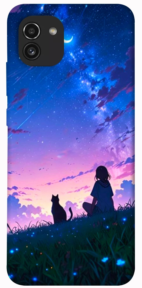Чохол Space girl and cat для Galaxy A03