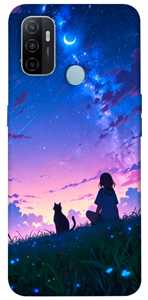 Чохол Space girl and cat для Oppo A32