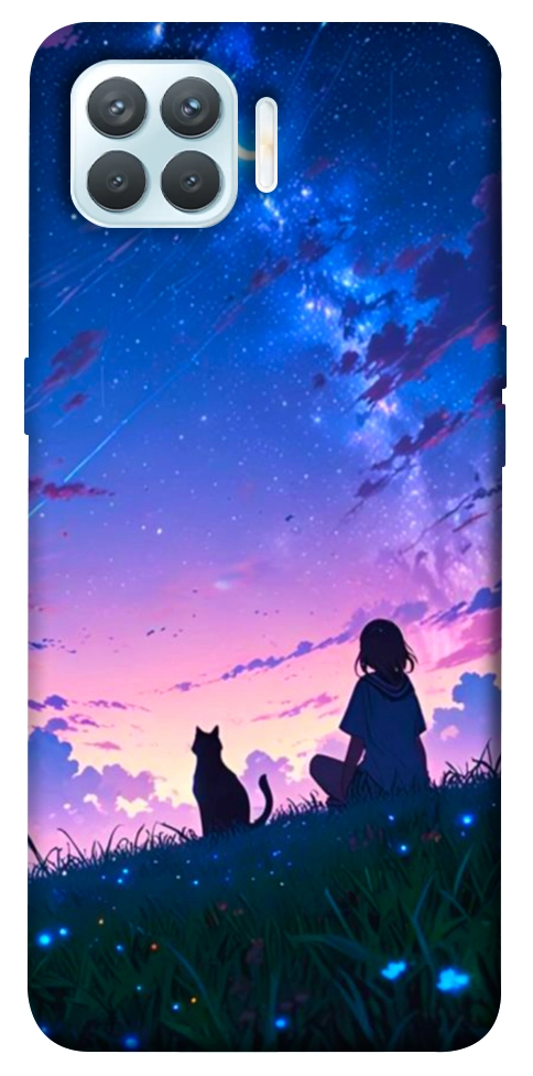 Чохол Space girl and cat для Oppo F17 Pro