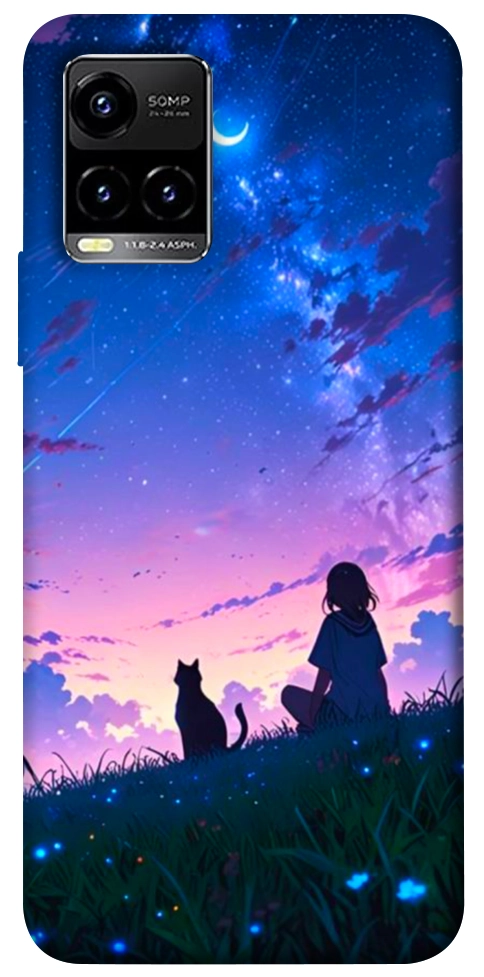 Чохол Space girl and cat для Vivo Y21