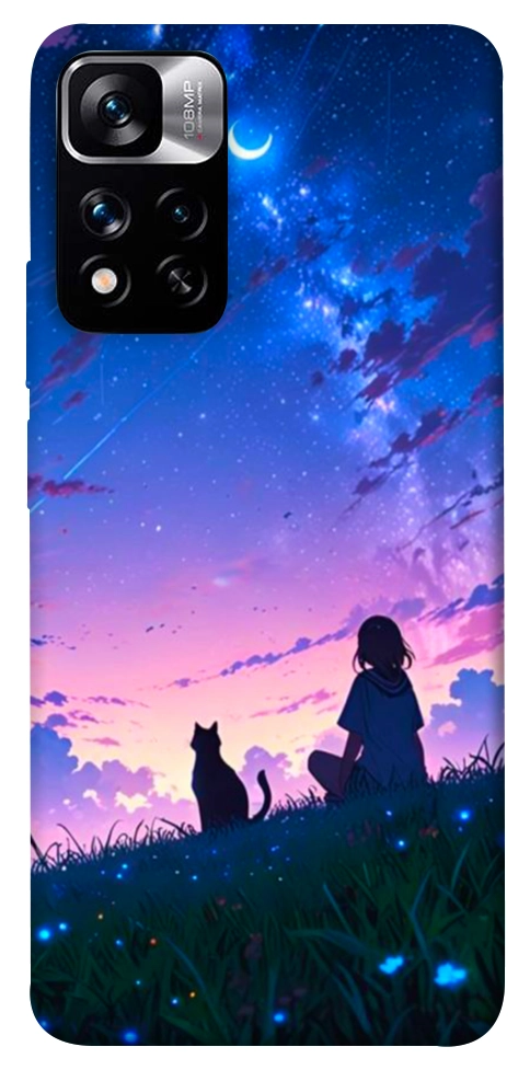 Чохол Space girl and cat для Xiaomi Redmi Note 11 5G