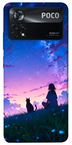 Чохол Space girl and cat для Xiaomi Poco X4 Pro