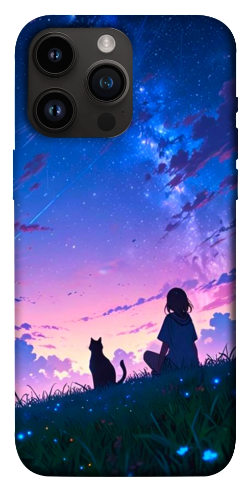 Чехол Space girl and cat для iPhone 14 Pro Max