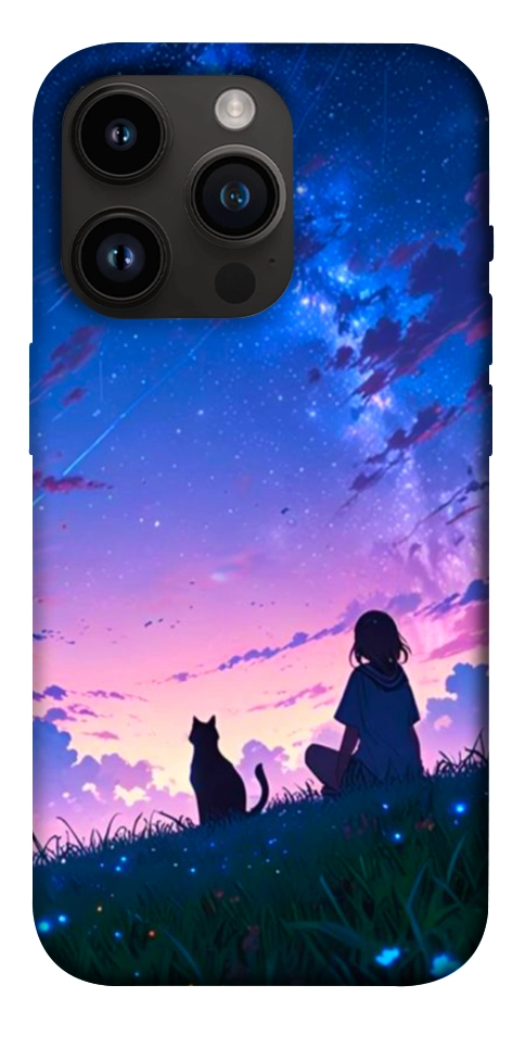 Чехол Space girl and cat для iPhone 14 Pro