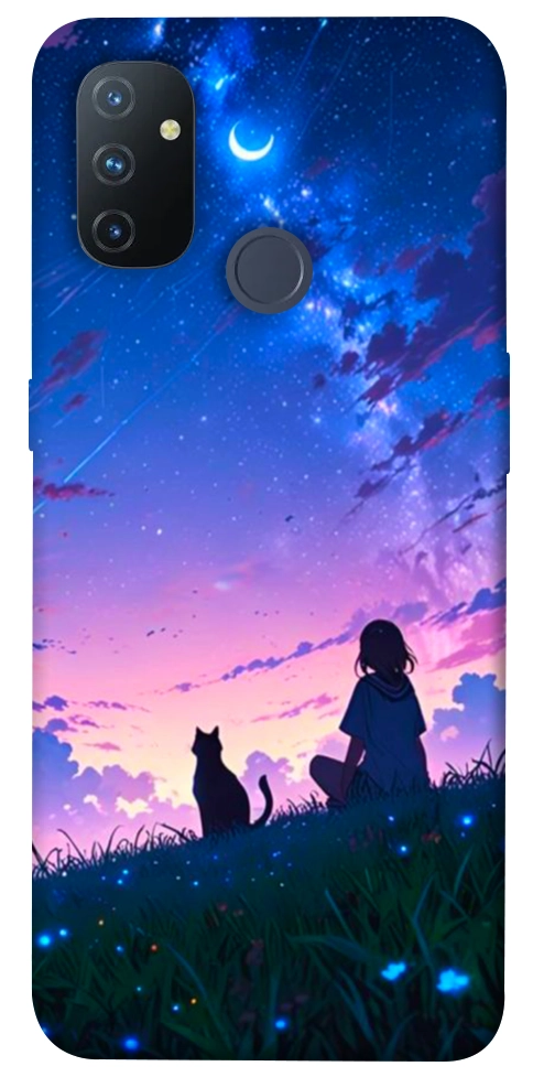 Чехол Space girl and cat для OnePlus Nord N100