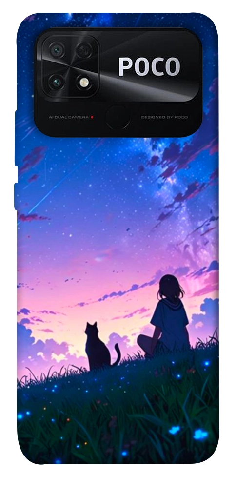 Чехол Space girl and cat для Xiaomi Poco C40
