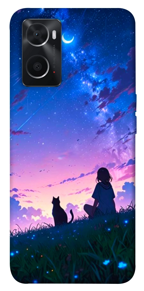 Чехол Space girl and cat для Oppo A76 4G