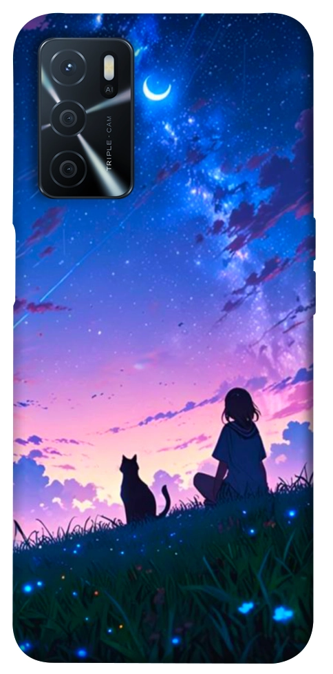 Чехол Space girl and cat для Oppo A54s