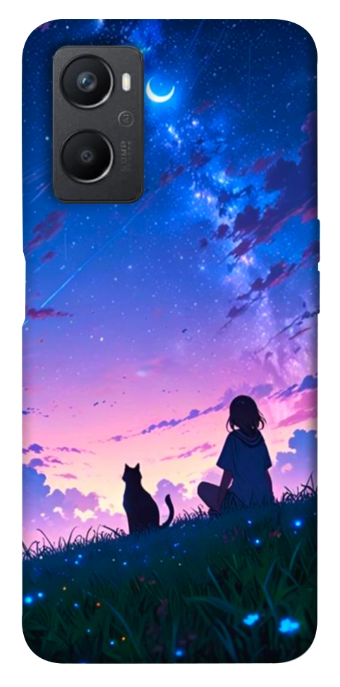 Чехол Space girl and cat для Oppo A96