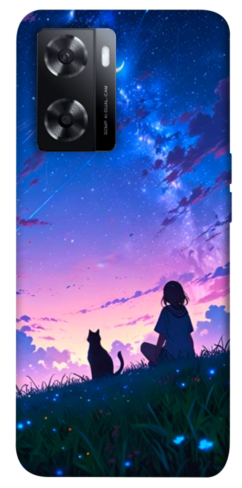 Чехол Space girl and cat для Oppo A57s