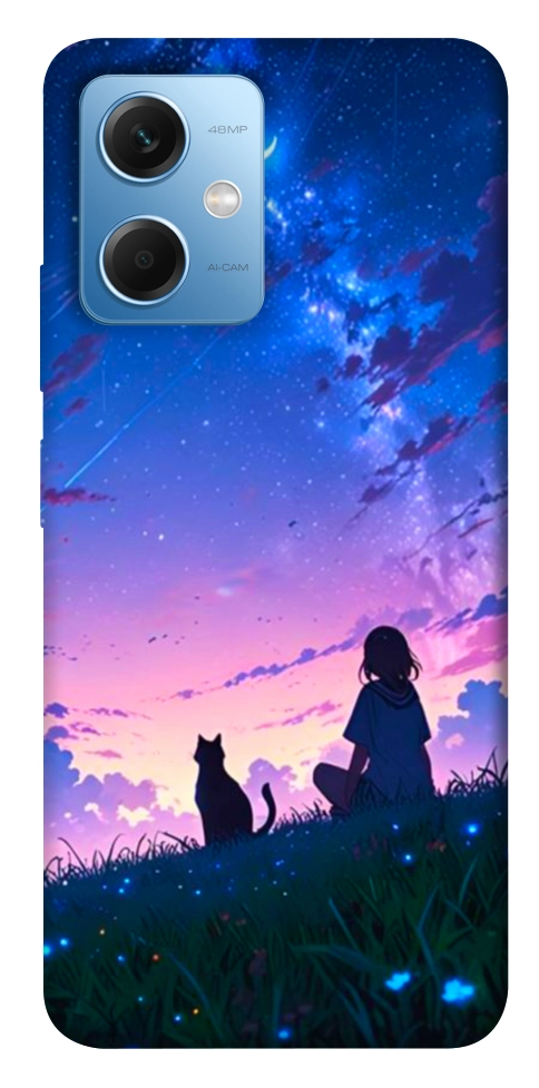 Чохол Space girl and cat для Xiaomi Redmi Note 12 5G