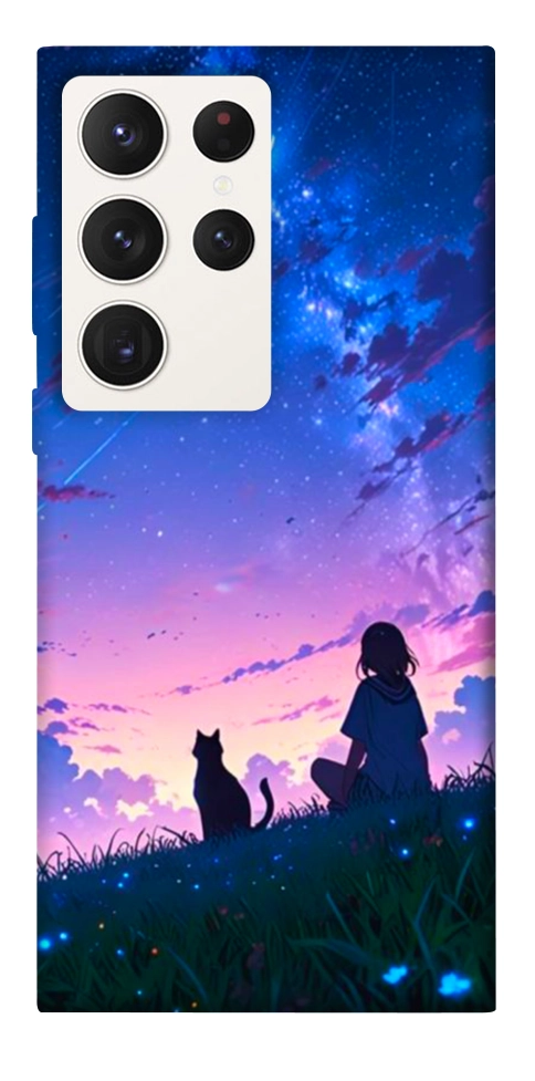 Чохол Space girl and cat для Galaxy S23 Ultra