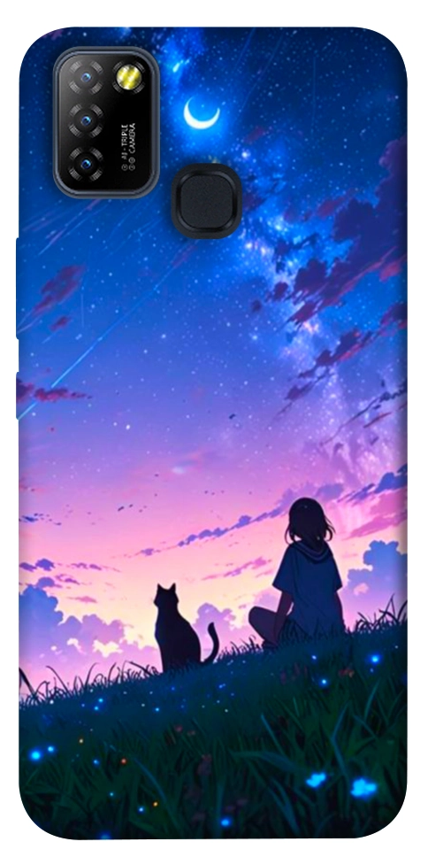 Чохол Space girl and cat для Infinix Hot 10 Lite