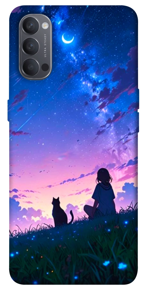 Чохол Space girl and cat для Oppo Reno 4