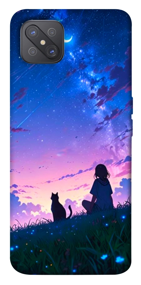 Чохол Space girl and cat для Oppo A92s