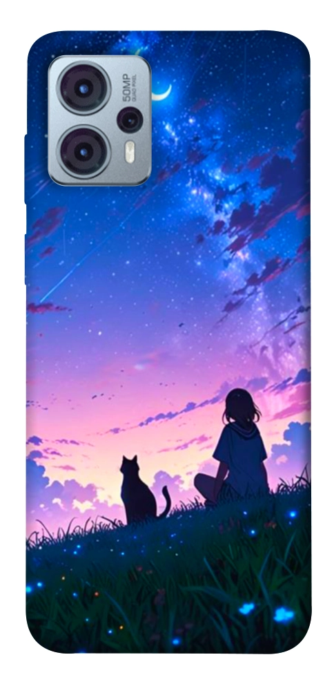Чехол Space girl and cat для Motorola Moto G23