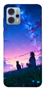 Чехол Space girl and cat для Motorola Moto G23