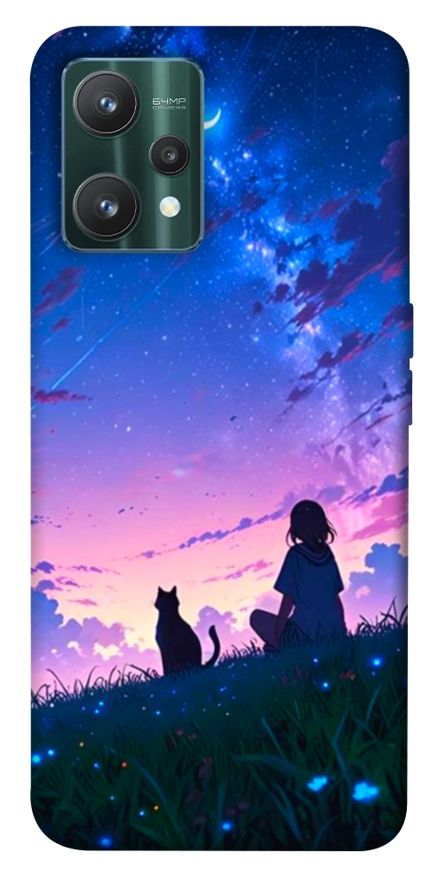 Чехол Space girl and cat для Realme 9 Pro