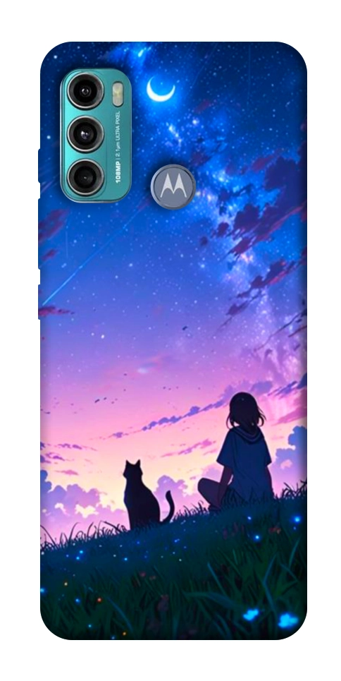 Чехол Space girl and cat для Motorola Moto G60